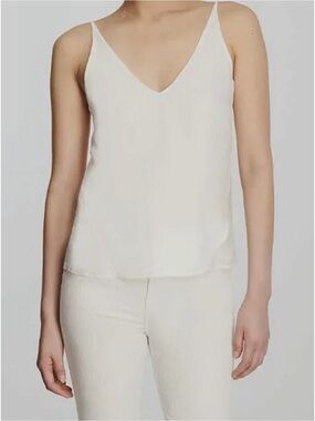 J Brand Lucy Silk Camisole Cami Tank Top Cream White sz L